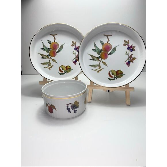 Royal Worcester Evesham Fine Oven China 3pc Bakeware Set England 1961 - Picture 1 of 3